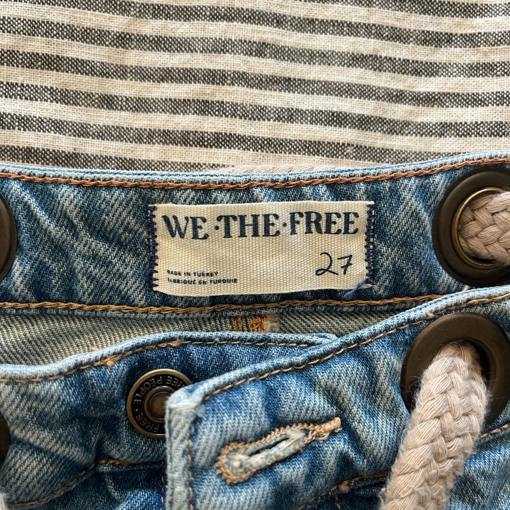 We The Free Washed Blue Boyfriend Jeans with Rope Tie - Picture 6 of 6